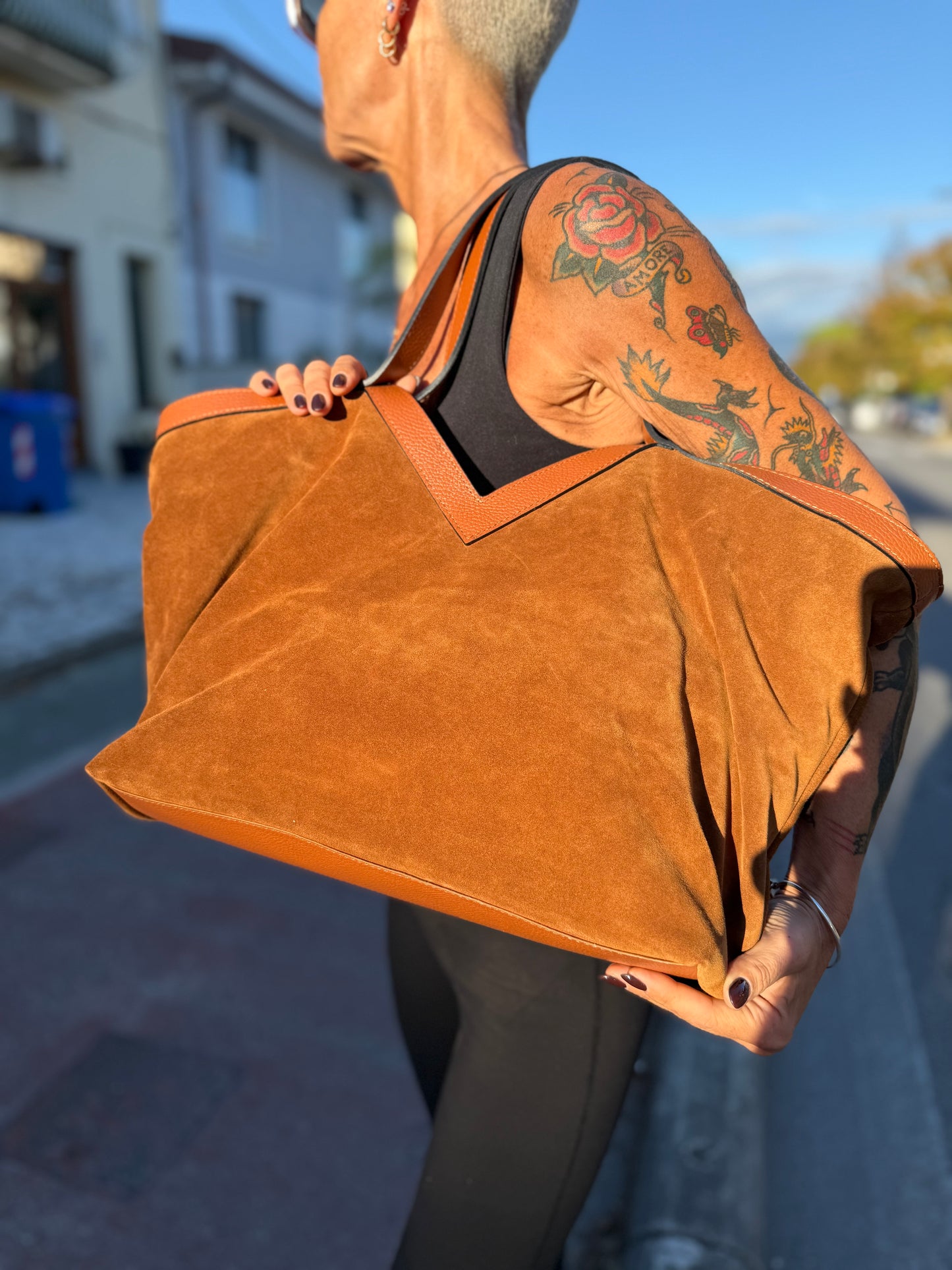 V Bag Suede