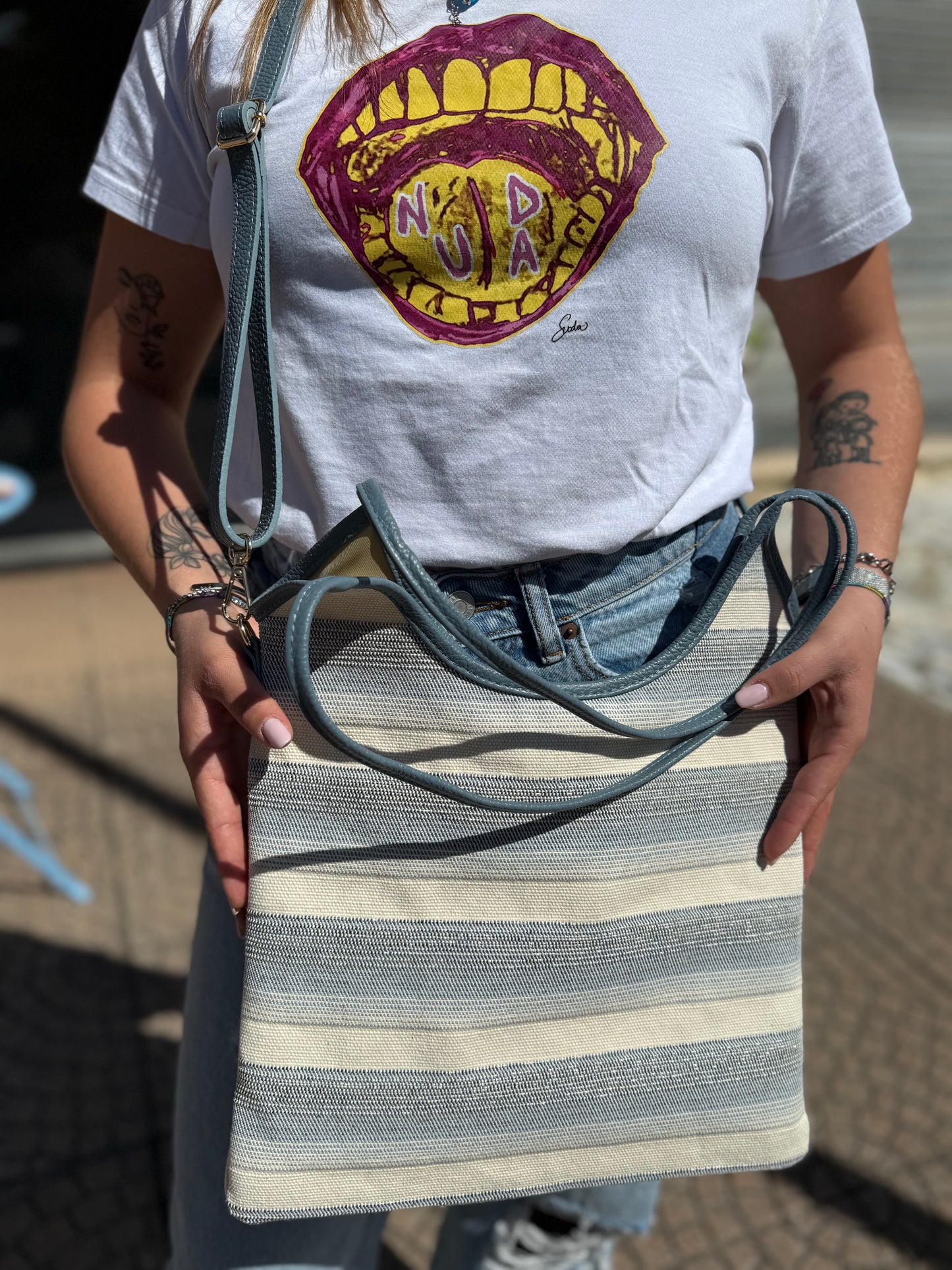 Tote slim in canvas
