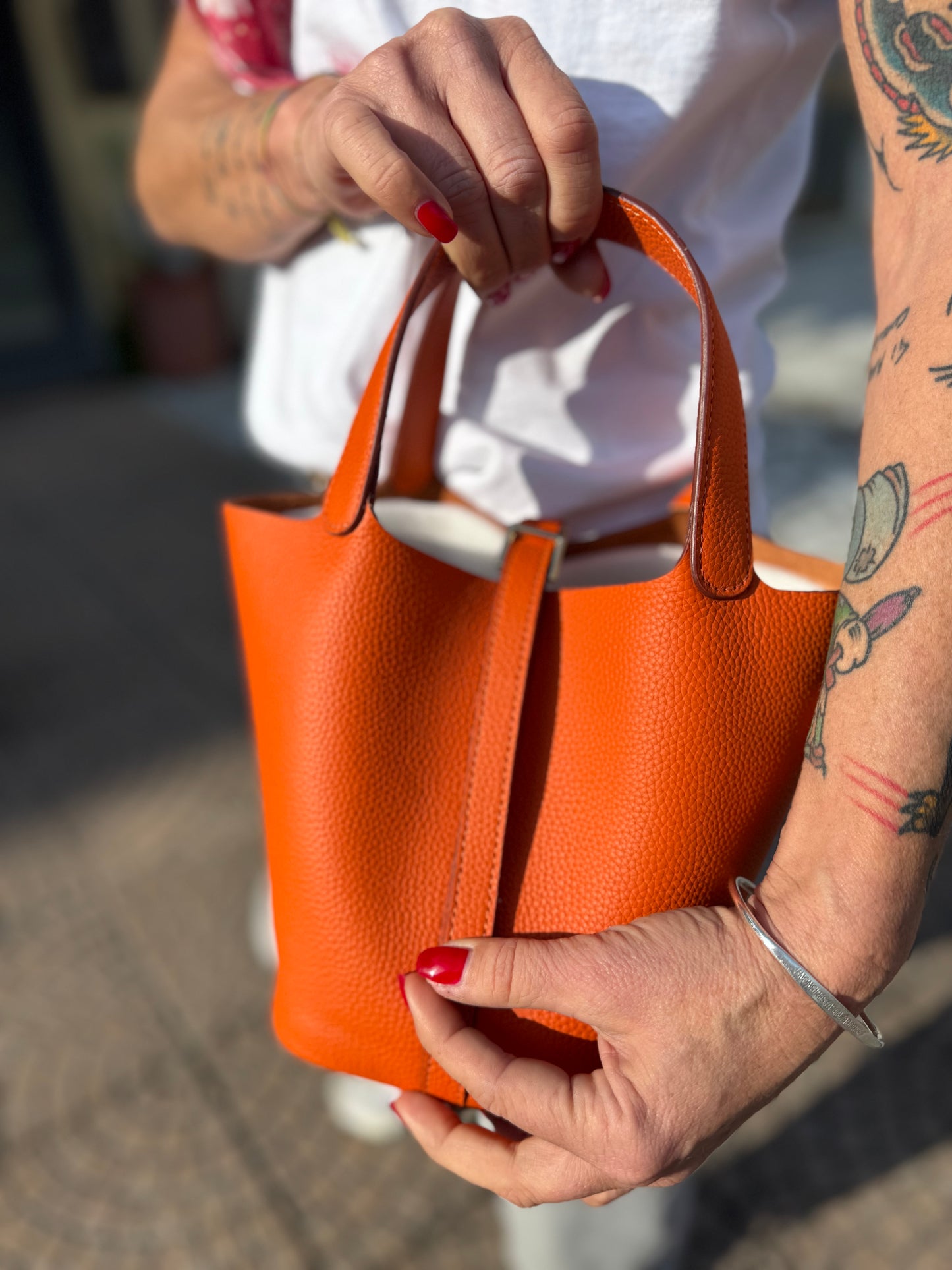 Mini bucket in pelle