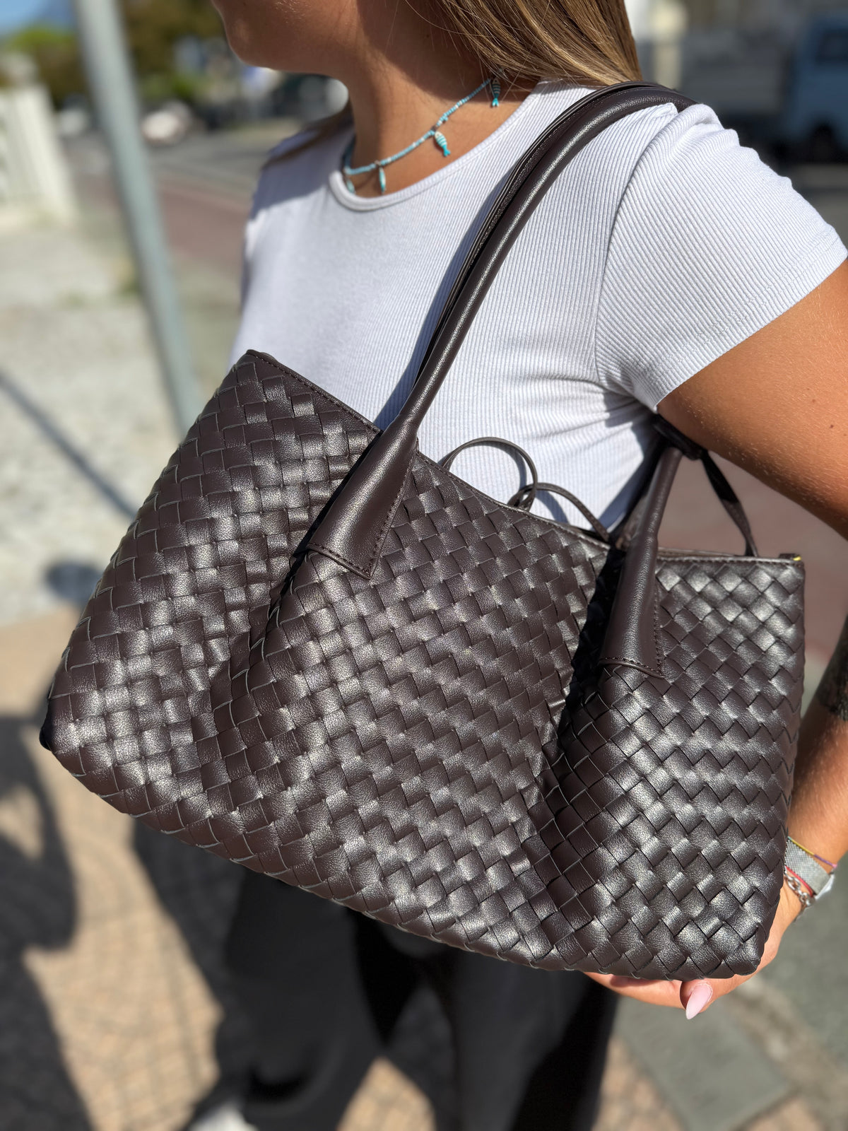 New tote intreccio midi