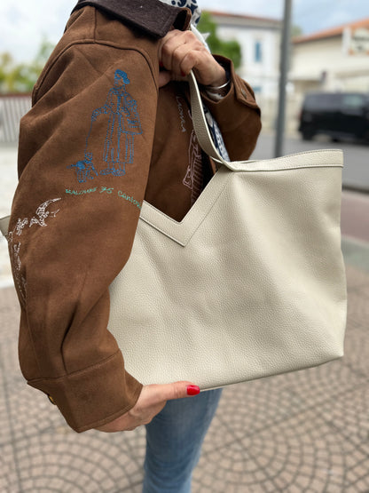 V bag in pelle