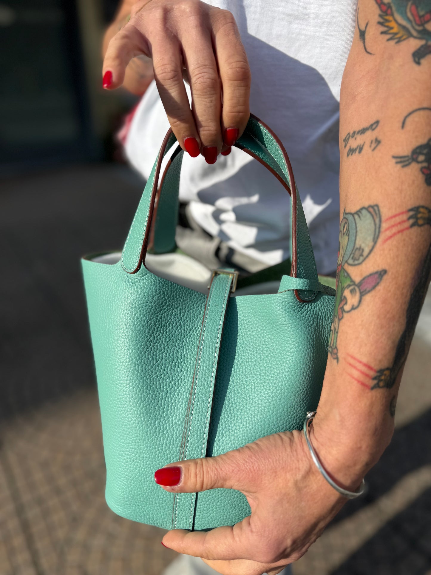 Mini bucket in pelle