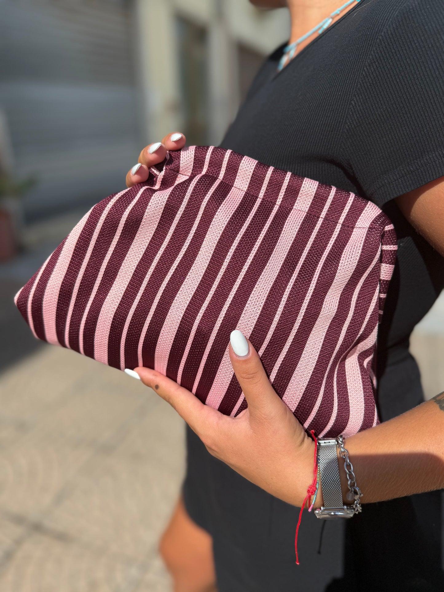 Pochette bag a righe