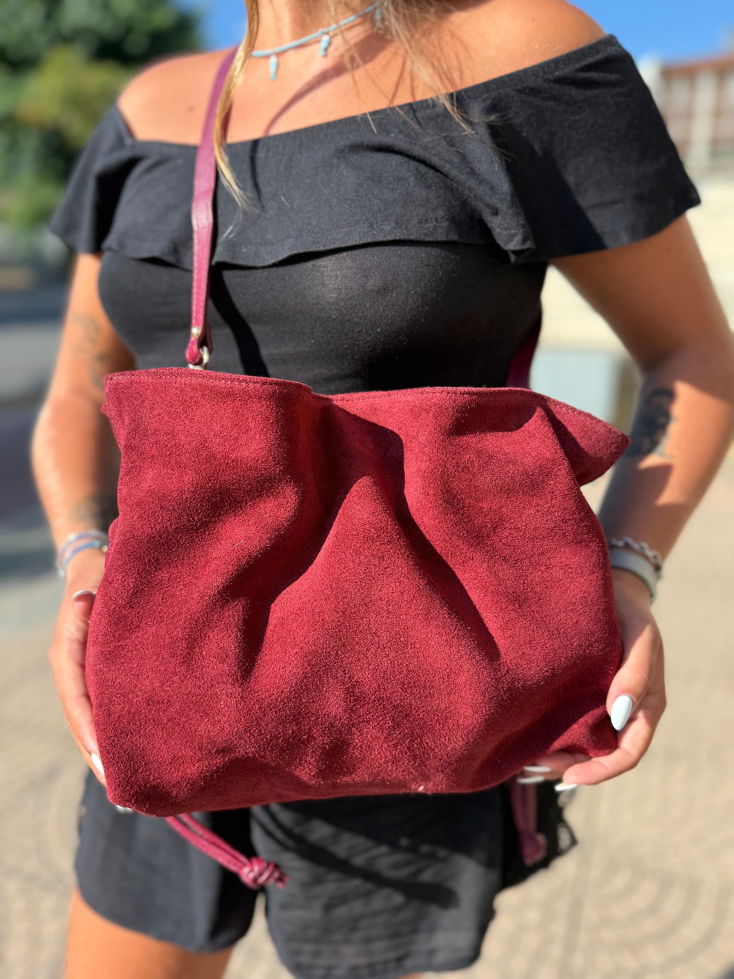 Soft bag suede