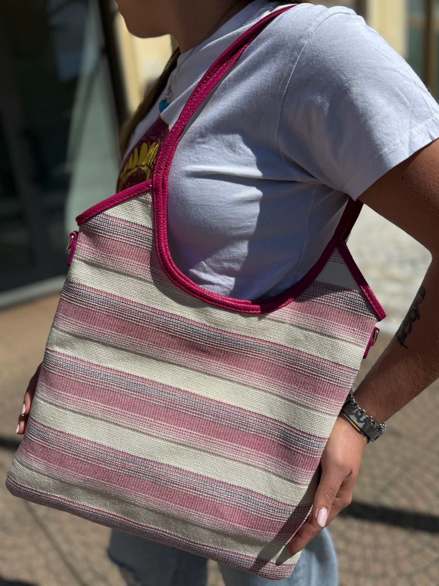 Tote slim in canvas