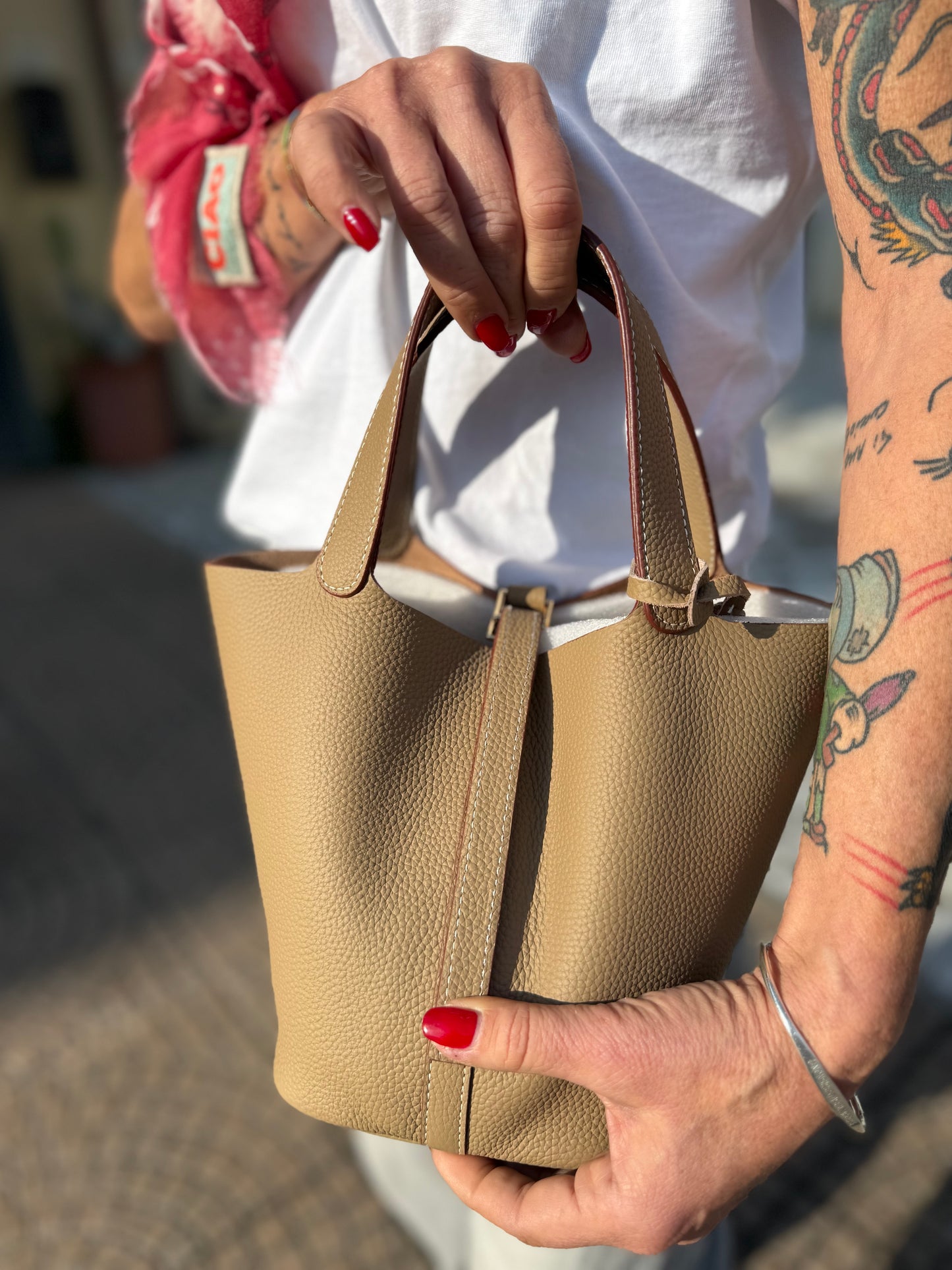 Mini bucket in pelle