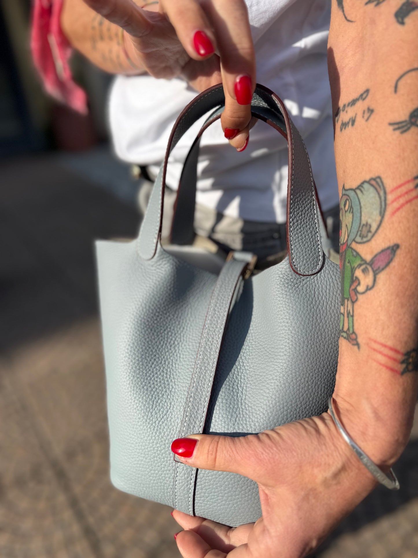 Mini bucket in pelle