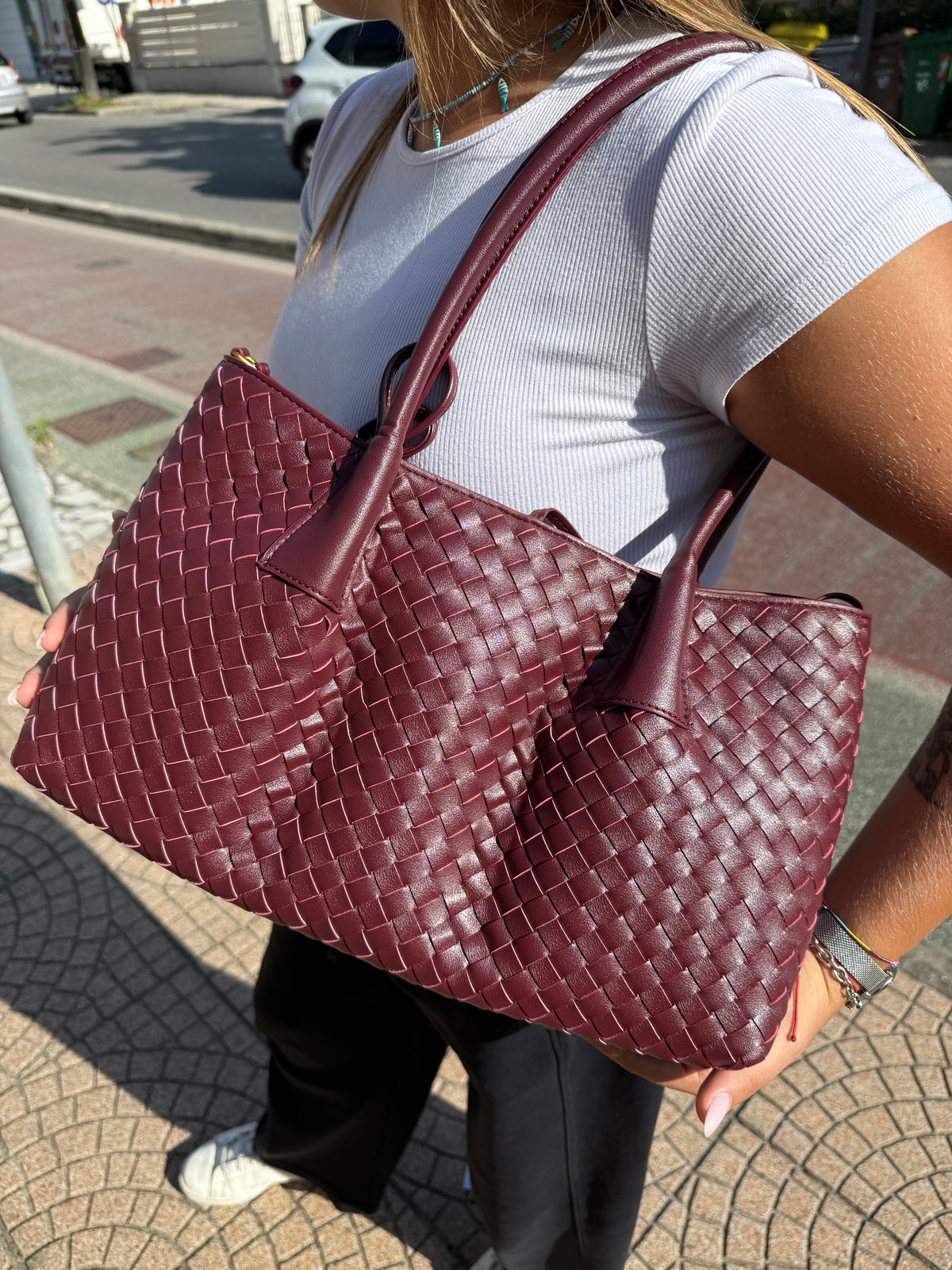 New tote intreccio midi