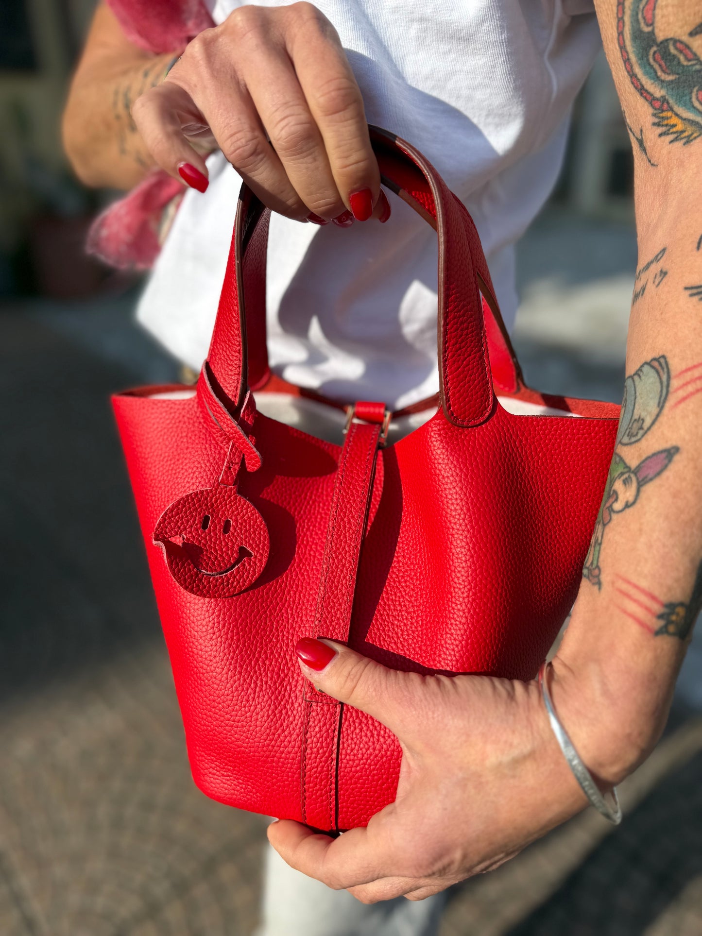 Mini bucket in pelle