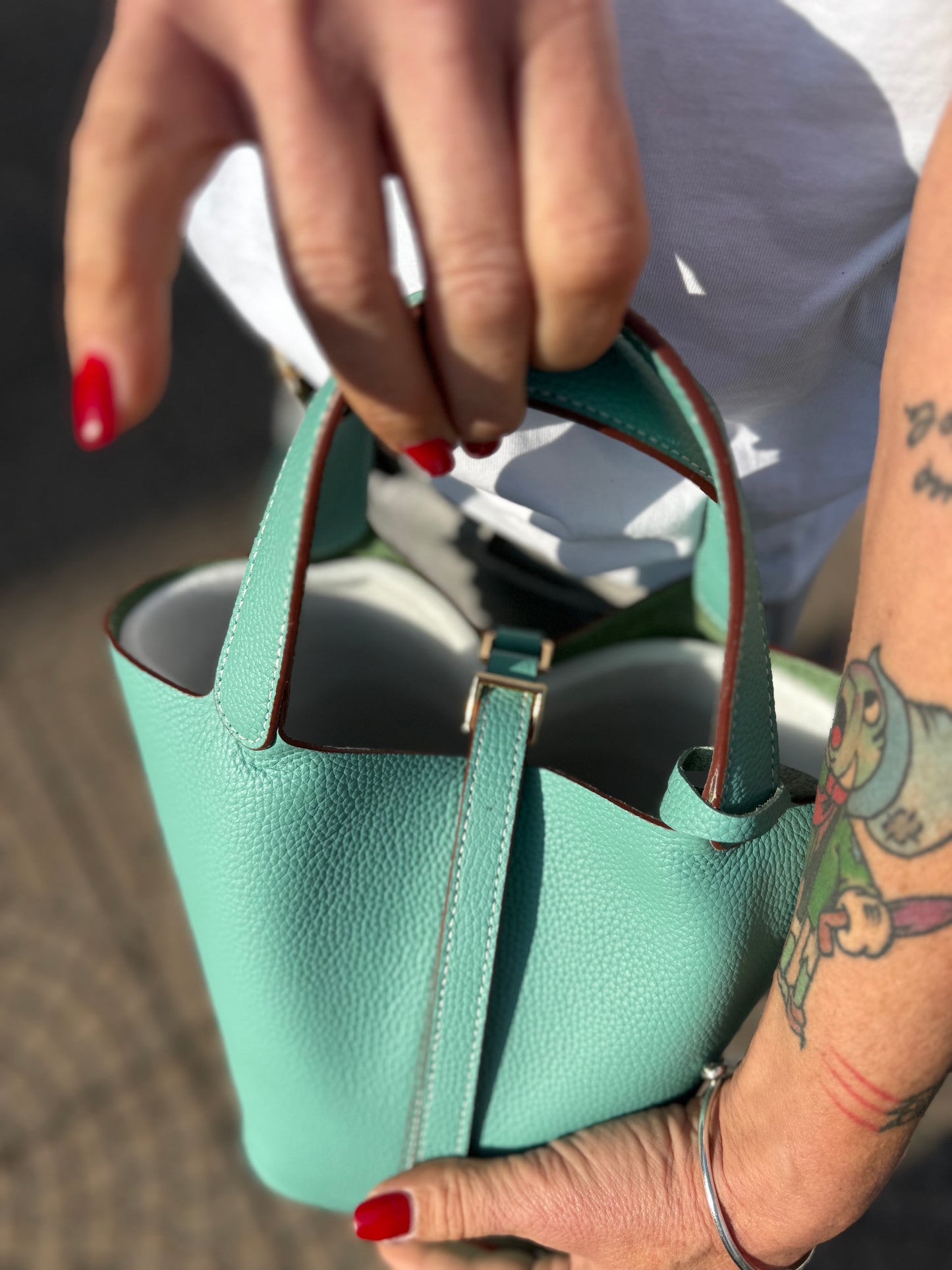 Mini bucket in pelle
