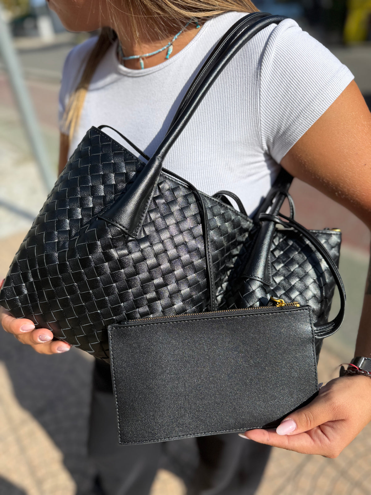New tote intreccio midi