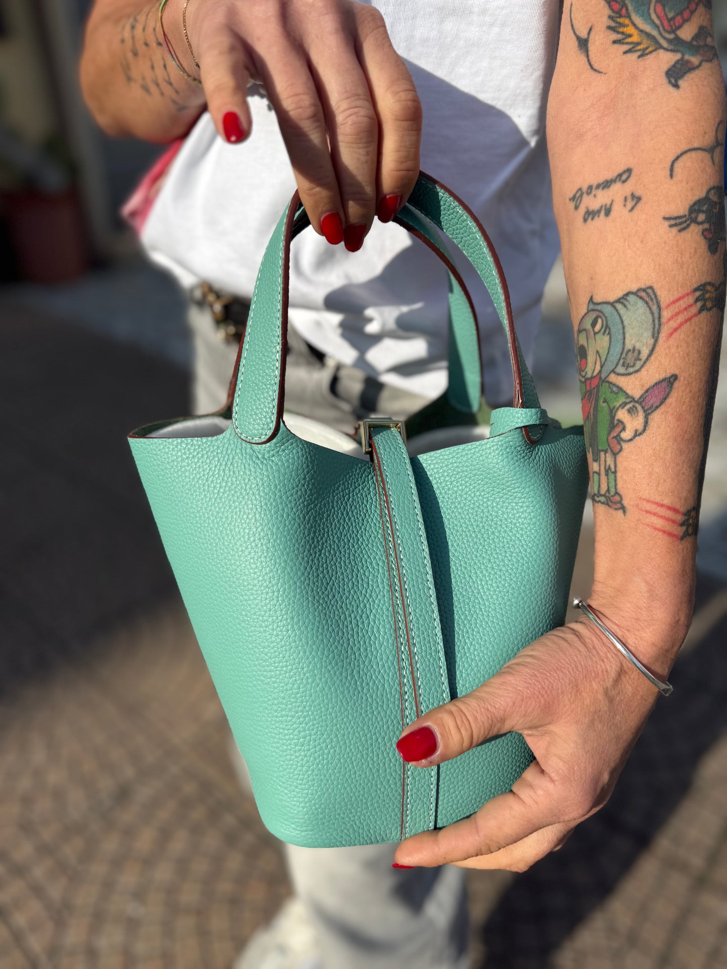 Mini bucket in pelle