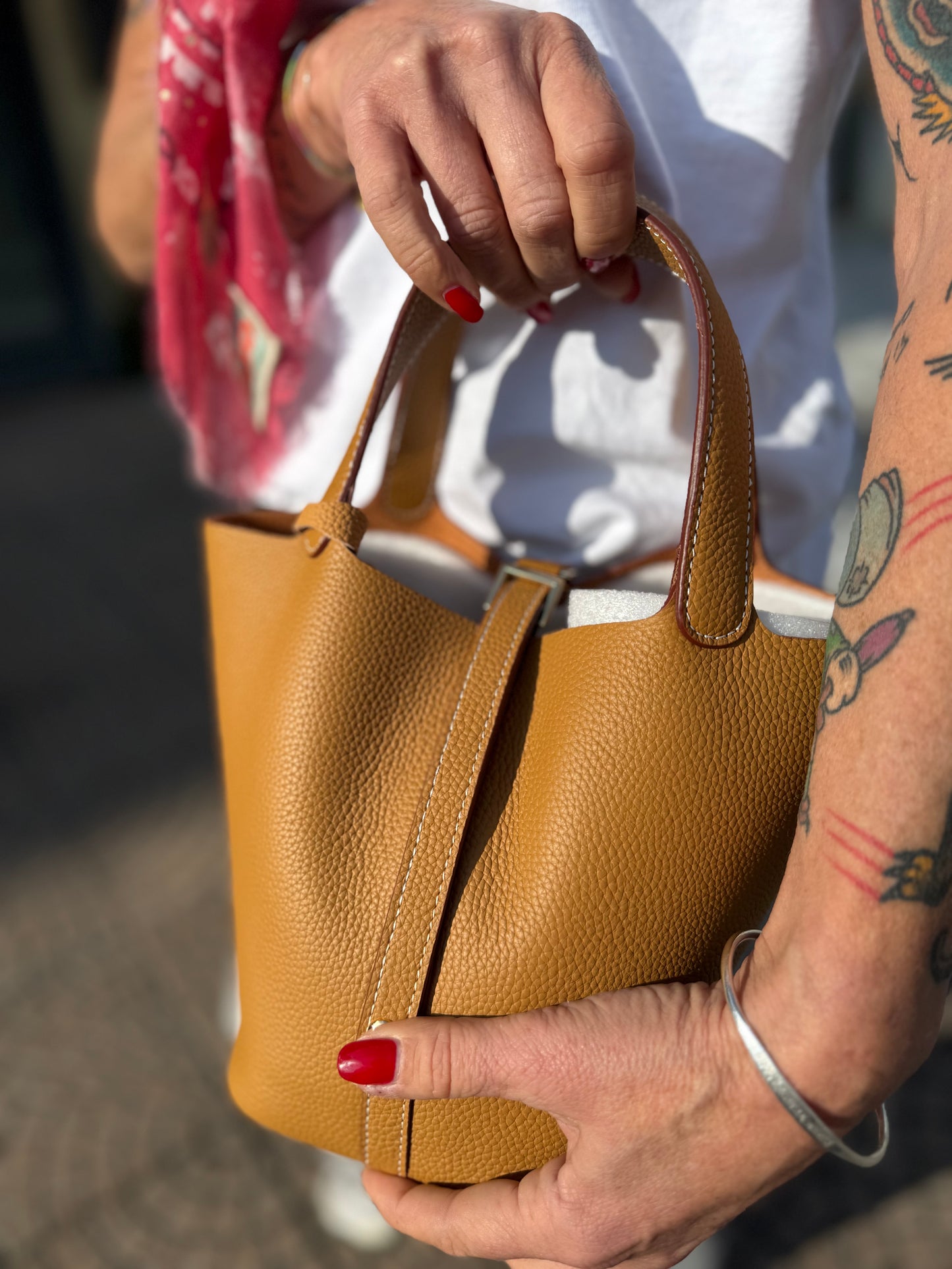 Mini bucket in pelle